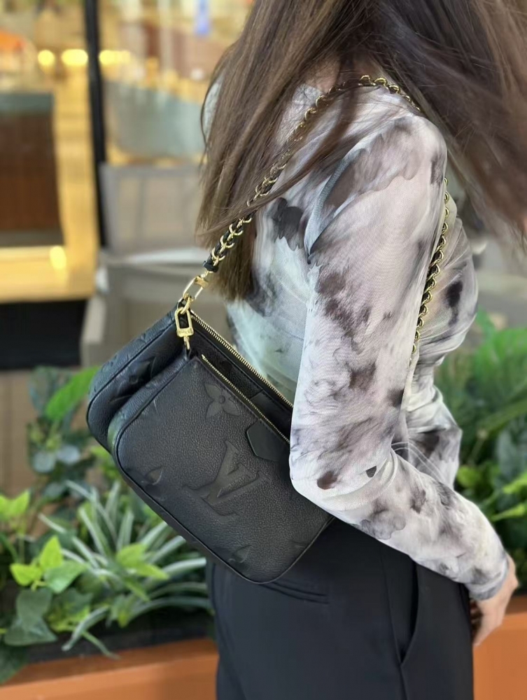 Louis Vuitton 四合一包推薦｜黑壓紋多功能鏈條包・斜背手拿包
