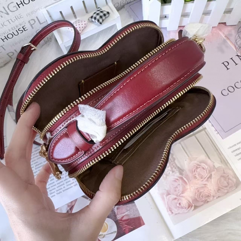 COACH 雙拉愛心包｜Coach 櫻桃限定款｜手提斜背兩用精品包