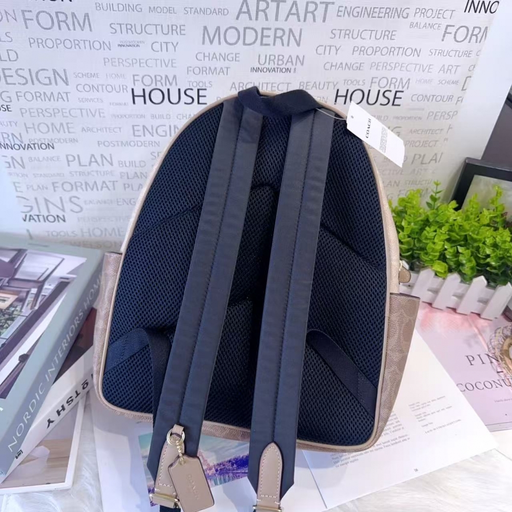 COACH 雙拉鍊後背包｜Coach 精品後背包｜大容量通勤後背包